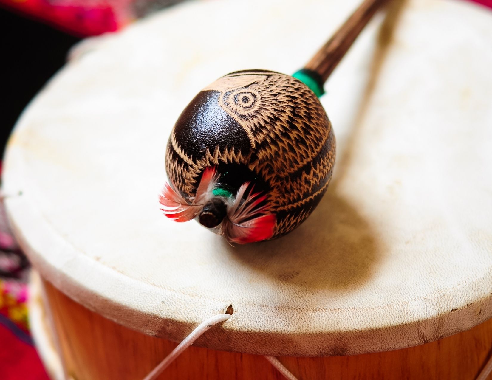 Ceremonial drum and rattle for Foundations of Andean Shamanic Practice.